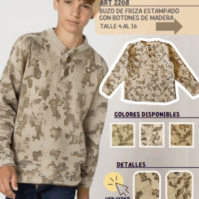 Buzo de frisa estampado con botones de madera