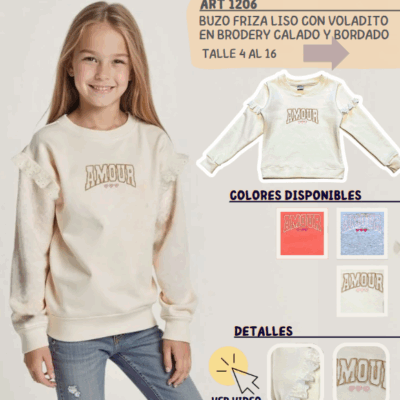 Buzo frisa liso "Amour"