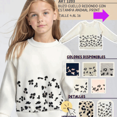 Buzo cuello redondo "Animal Print"