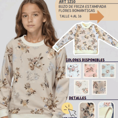 Buzo de frisa "Flores Románticas"