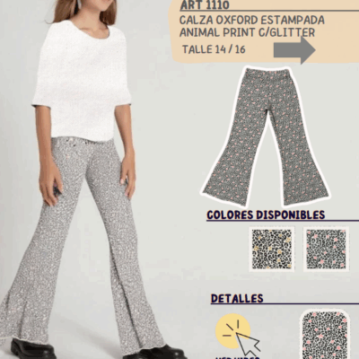 Calza Oxford "Animal Print con Glitter"