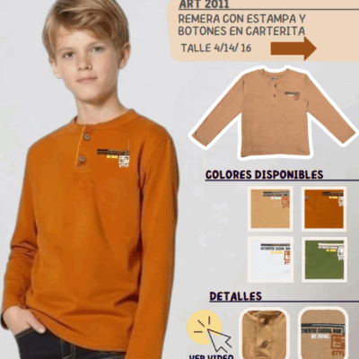 Remera manga larga con estampa y botones