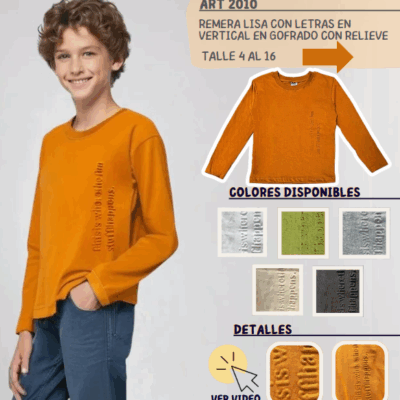 Remera manga larga con relieve