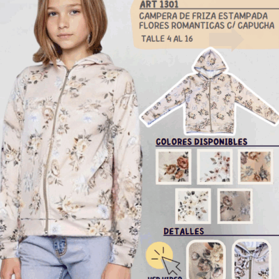 Campera de frisa estampada "Flores Románticas"