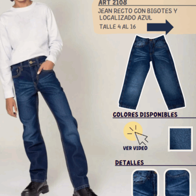 Jean recto localizado azúl