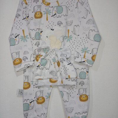 Enterito de algodón estampado con gorrito